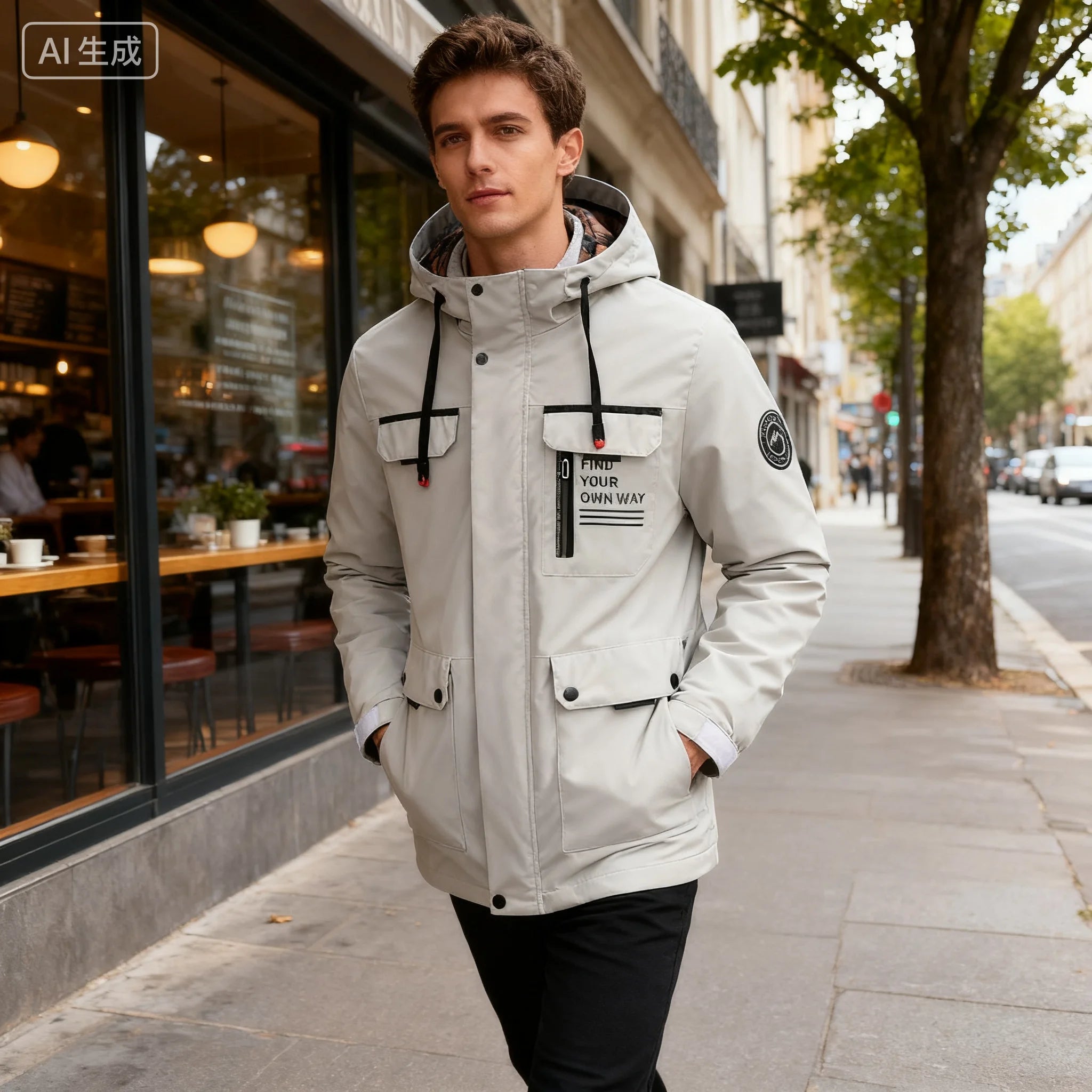 Coupe-Vent Homme Capuche Imperméable - Veste Softshell Randonnée Camping