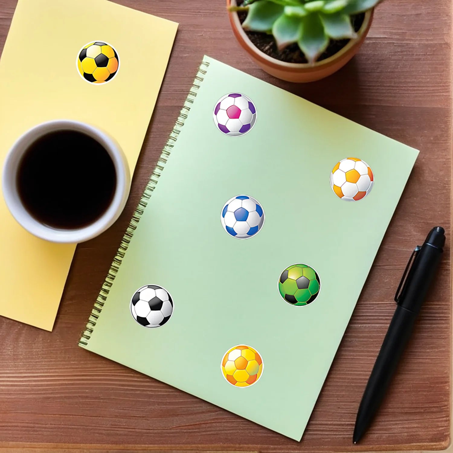 Stickers Football Colorés 500pcs/Rouleau 2.5cm - 16 Designs DIY Emballage