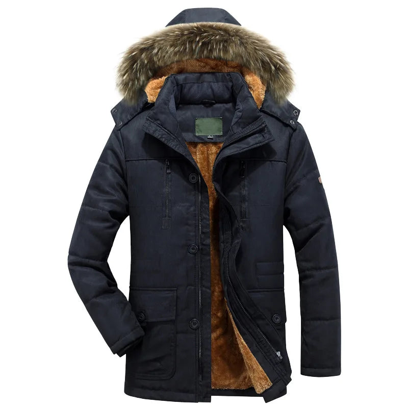 Parka Homme Hiver Vintage Polaire - Capuche Fermeture Éclair Poches