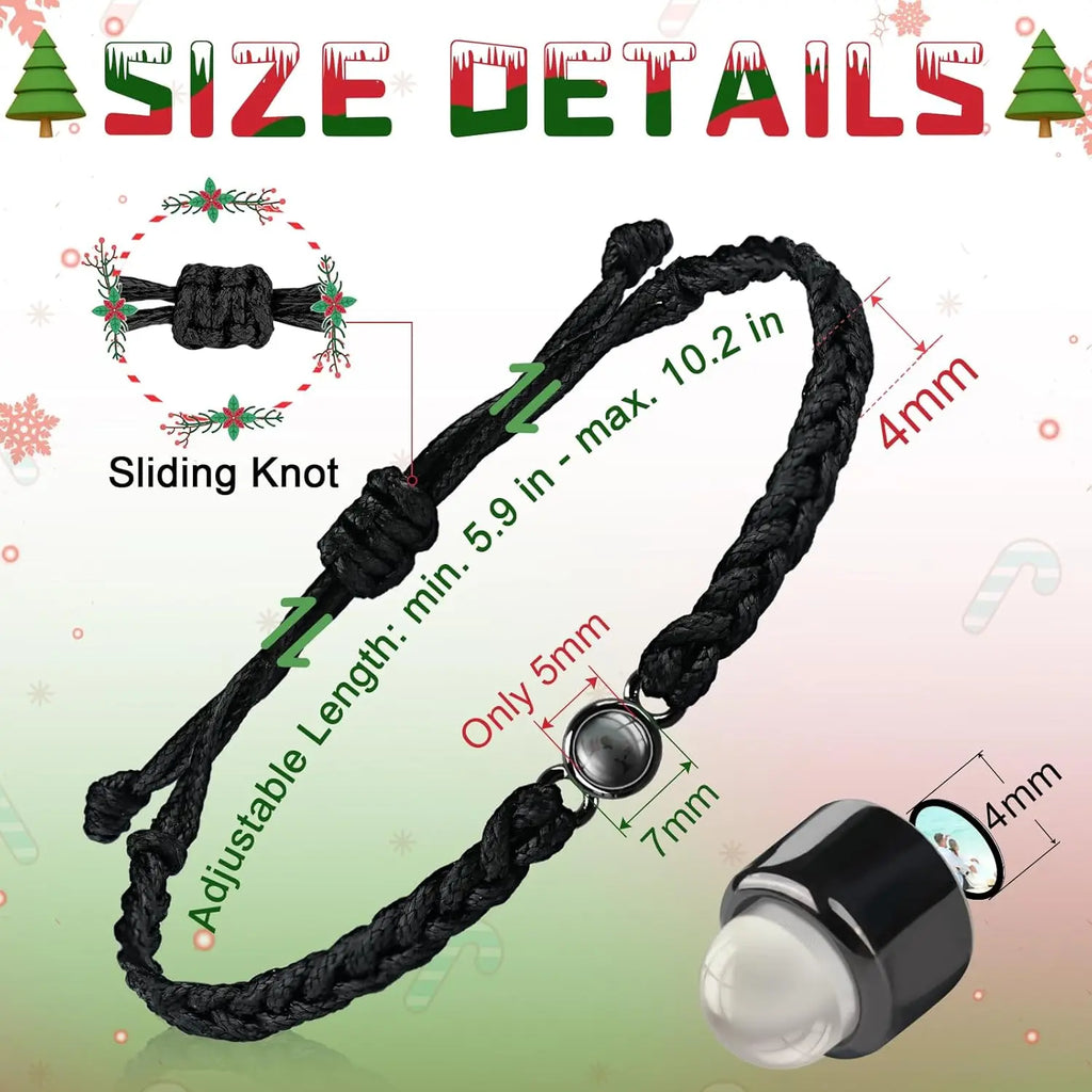 Bracelet Photo Personnalisé Intérieur - Homme Femme Identification Mémorial