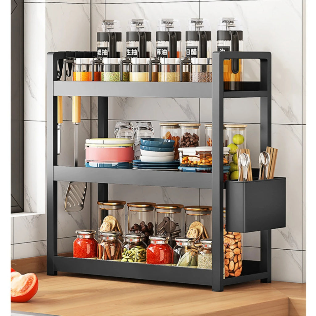 Étagère Rangement Bureau 3 Niveaux - Organisateur Gain d'Espace Antidérapant