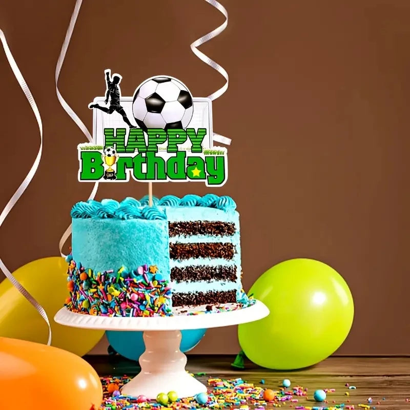 Décoration Gâteau Football Soccer - Topper Ballon Anniversaire Garçon Fête