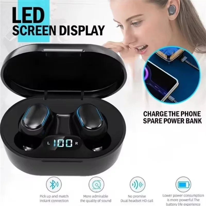 Écouteurs Bluetooth TWS E7S avec Affichage LED - Compatible iPhone et Android /Original E7S Wireless Bluetooth Headset with Mic LED Display Earbuds