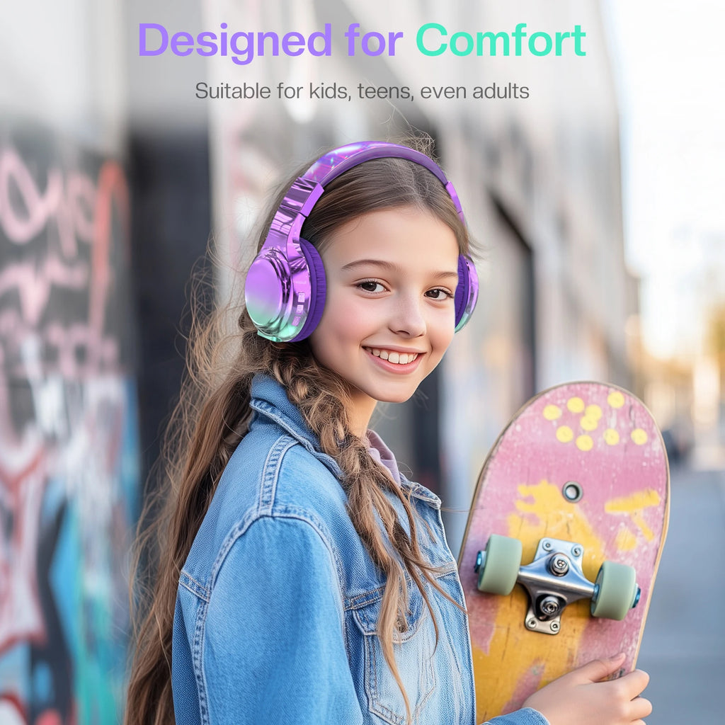 Casque Audio Bluetooth Brillant pour Enfants - Idée Cadeau Noël / Glossy Bluetooth Headphones For Kids Girls Wireless Stereo Headset