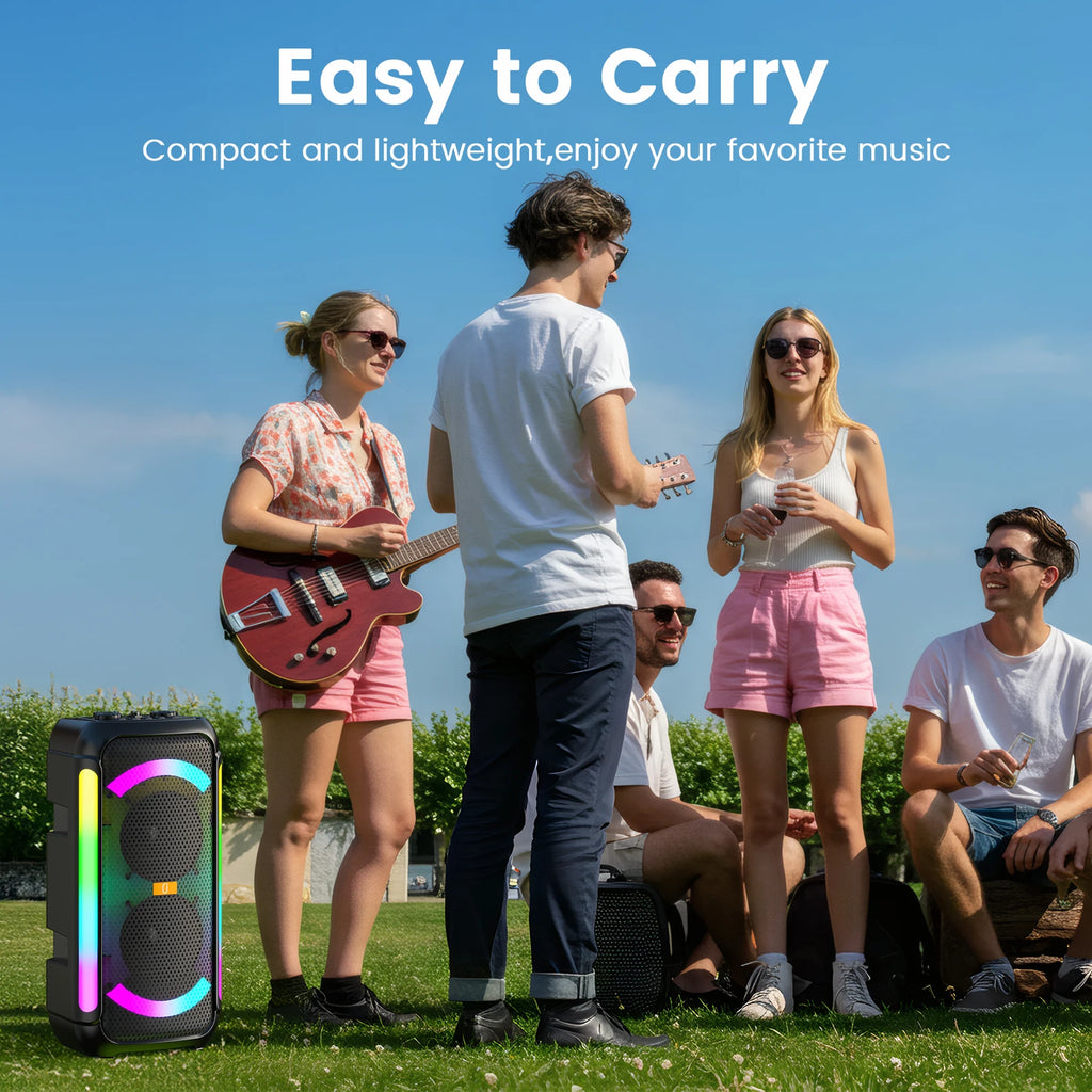 Haut-Parleur Karaoke 2 Micros Sans Fil - Lumières DJ Basses Puissantes