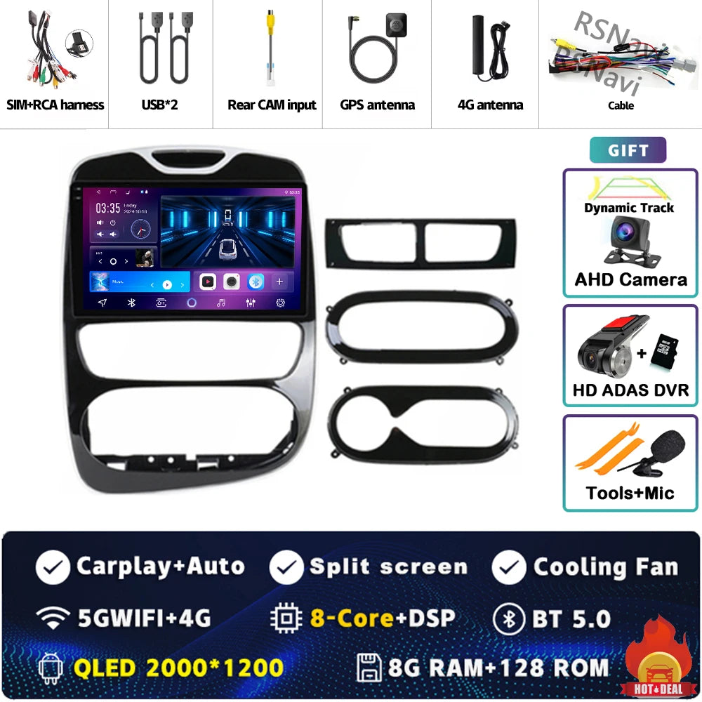 Radio Auto Android 15 Renault Clio 4 BH98 KH98 2016-2019 - 2K QLED CarPlay GPS