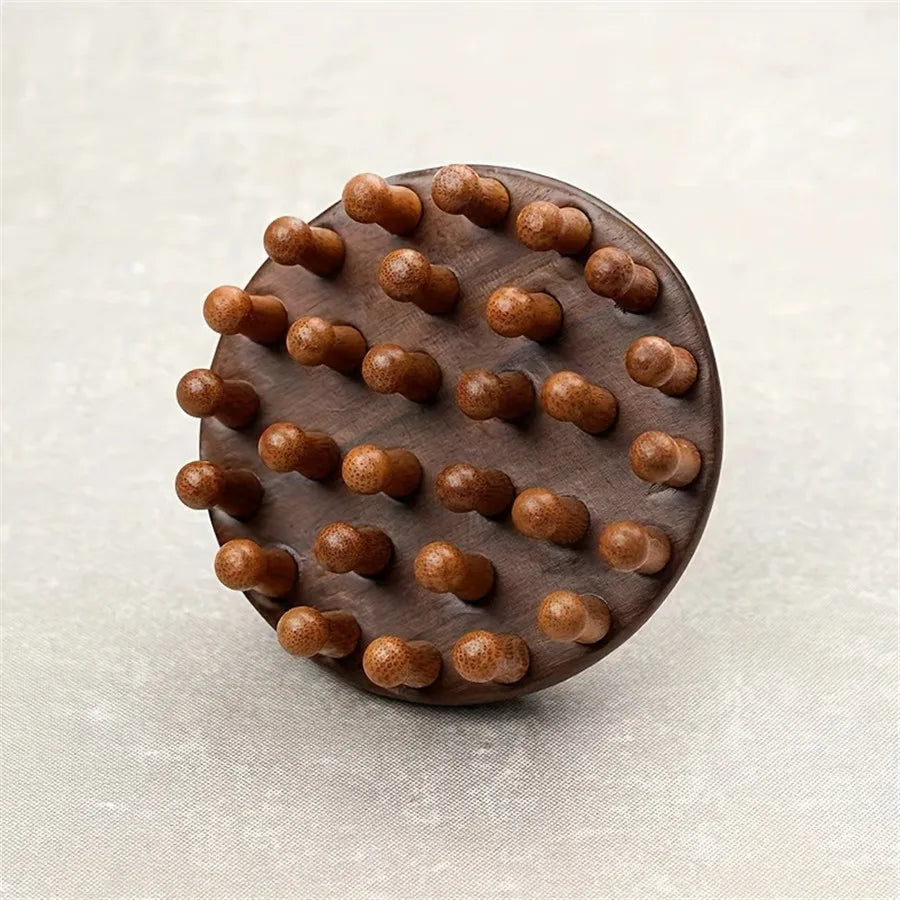 Masseur Cuir Chevelu Acajou Ergonomique - Outil Relaxation Corps Entier