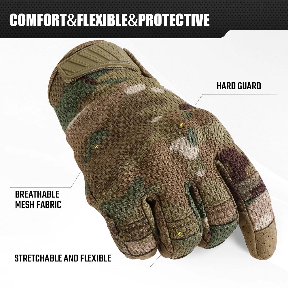Gants Tactiques Camouflage Écran Tactile - Chasse Tir Sport Vélo Antidérapant