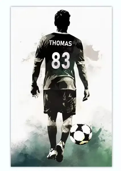 Poster Football Personnalisé Canvas - Nom Numéro Joueur Décoration Soccer