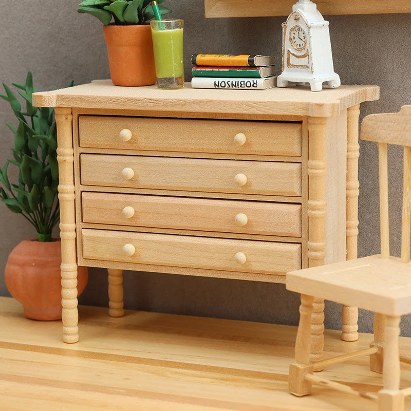 Maison Poupée Miniature 1:12 Meuble Rangement Tiroirs - Accessoire Décoration