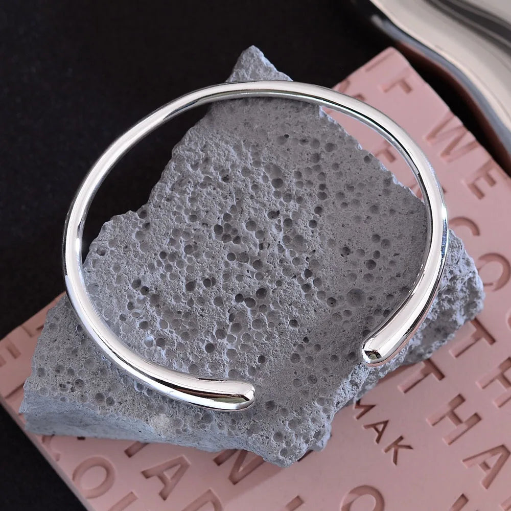 Bracelet Argent 925 Massif Vintage - Fait Main Simple Or Cadeau Anniversaire