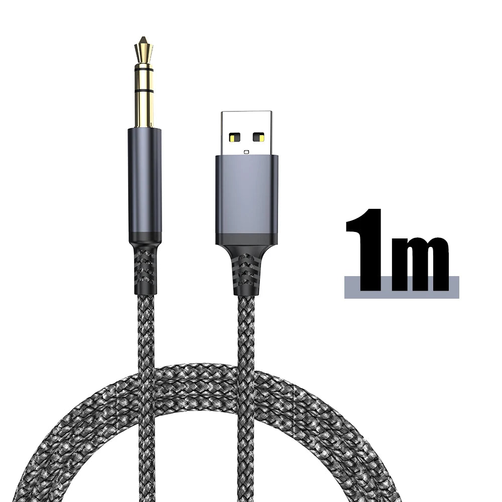 Câble Audio USB-A vers AUX 3.5mm Mâle - Adaptateur Casque Haut-Parleur PC Voiture