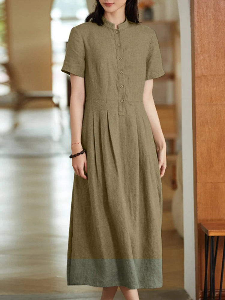 Robe Maxi Femme Coton Bohème ZANZEA - Chemise Longue Manches Longues Automne