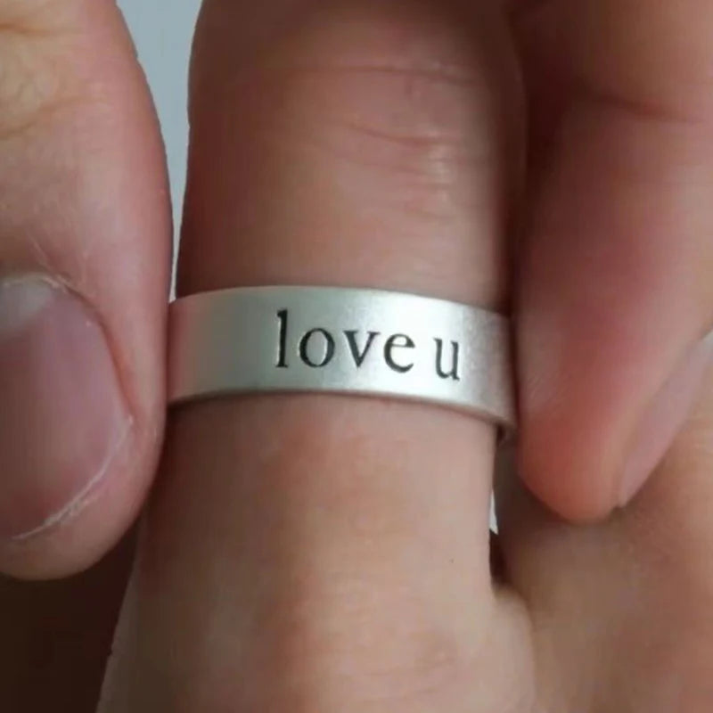 Bague Lettre Empreinte Personnalisée Homme Femme - Design Unique Simple Couple