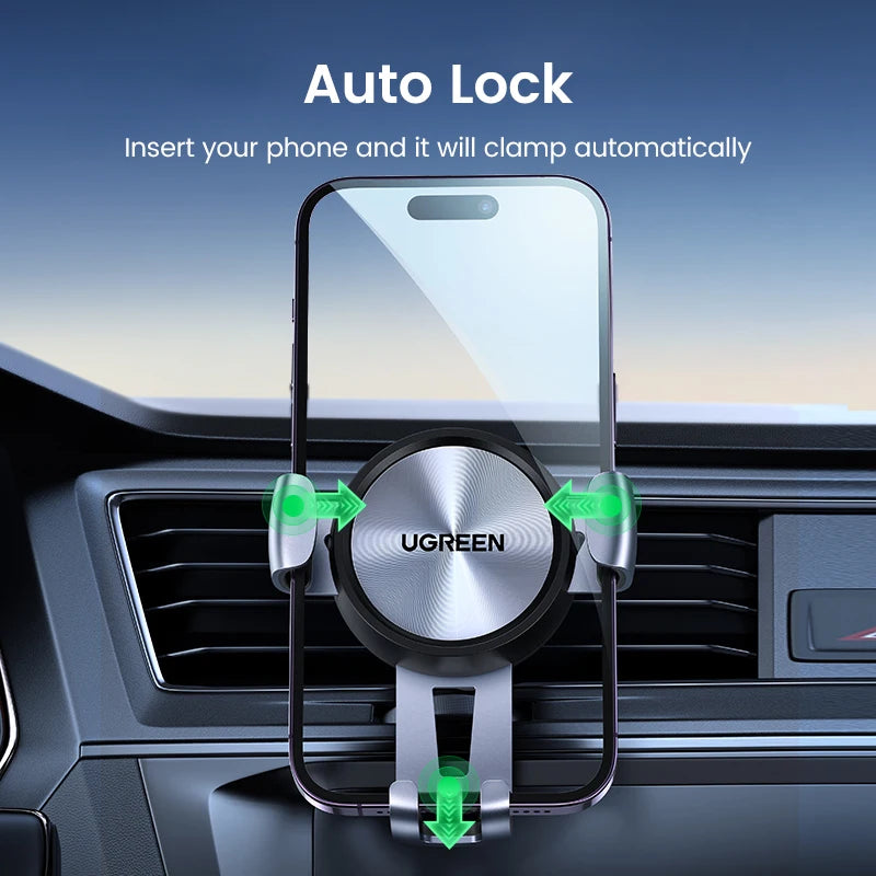 Support Téléphone Auto Gravité (Gravity Auto Lock Car Mount) - Gris/Vert