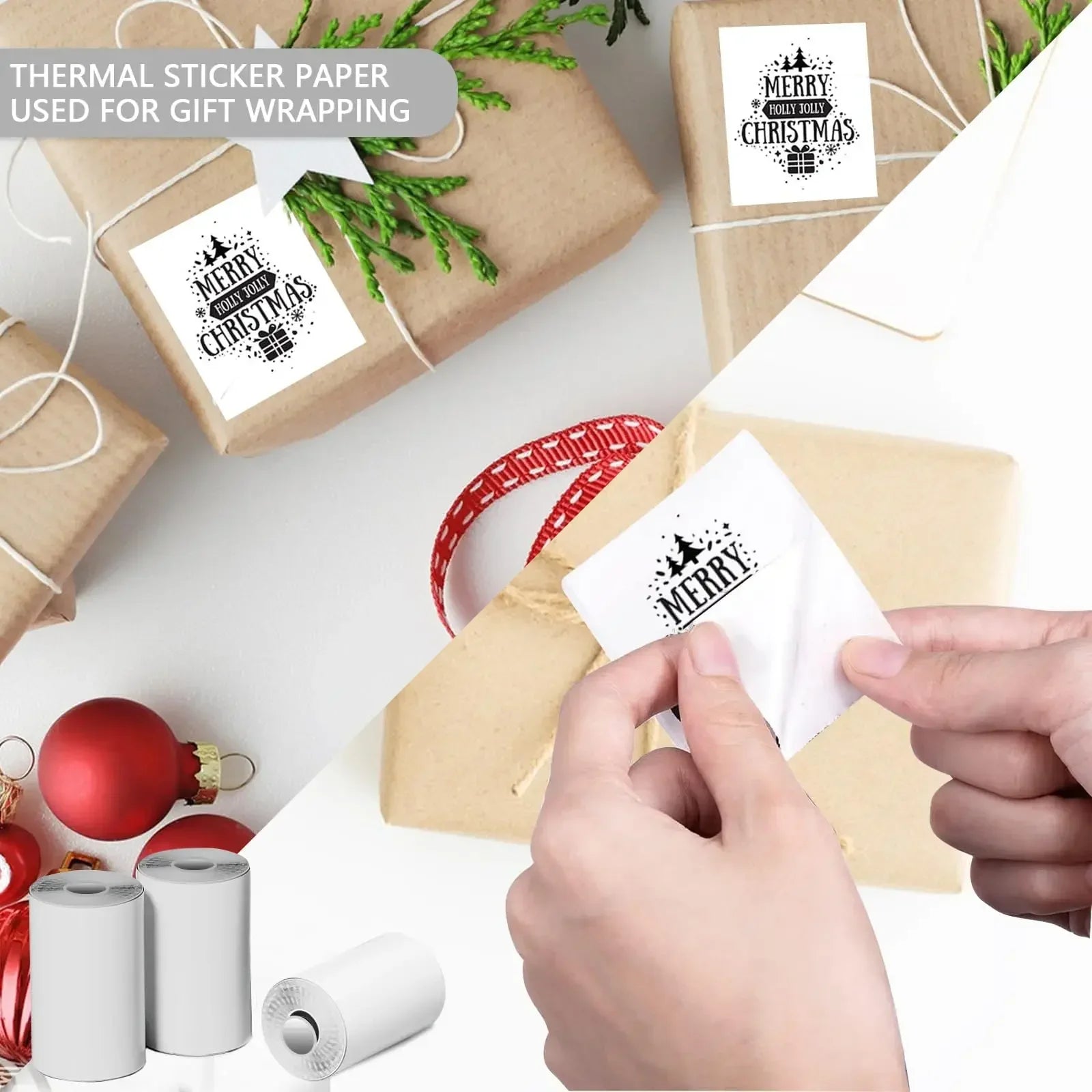 Papier Imprimante Thermique 57x25mm HD - Rouleau Autocollant Étiquettes Photos