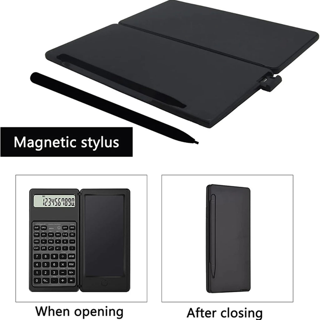 Calculatrice Scientifique 2-en-1 Pliable - Tablette Dessin 6" LCD Bureau