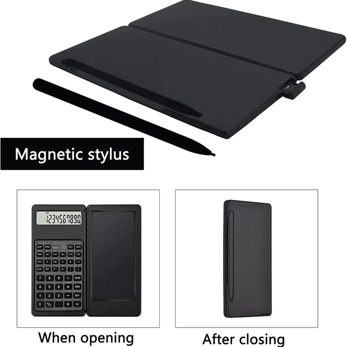 Calculatrice Scientifique 2-en-1 Pliable - Tablette Dessin 6" LCD Bureau