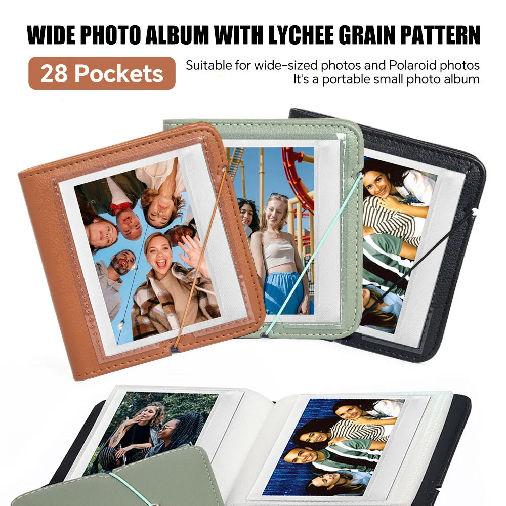 Album Photo Portable Cuir PU 28 Pochettes - Polaroid iType 600 SX70 Instax Wide