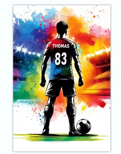 Poster Football Personnalisé Canvas - Nom Numéro Joueur Décoration Soccer