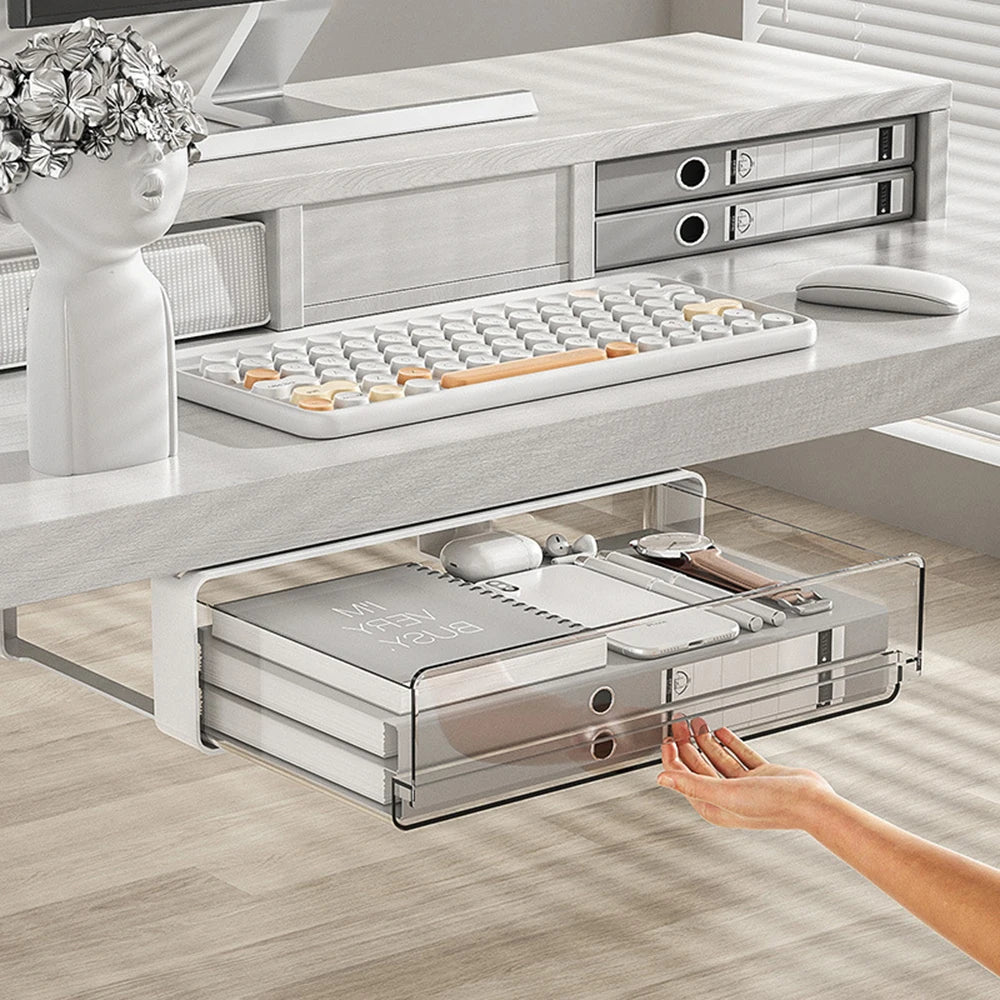 Tiroir Rangement Sous Table Caché Auto-Adhésif - Organisateur Bureau Cosmétiques