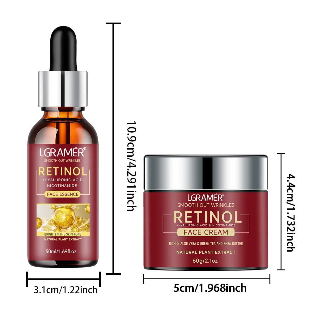 Sérum Rétinol + Crème Visage Combo - Lifting Raffermissant Hydratant Anti-Âge
