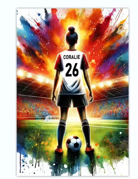 Poster Football Personnalisé Canvas - Nom Numéro Joueur Décoration Soccer