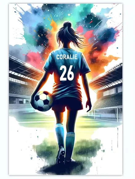 Poster Football Personnalisé Canvas - Nom Numéro Joueur Décoration Soccer