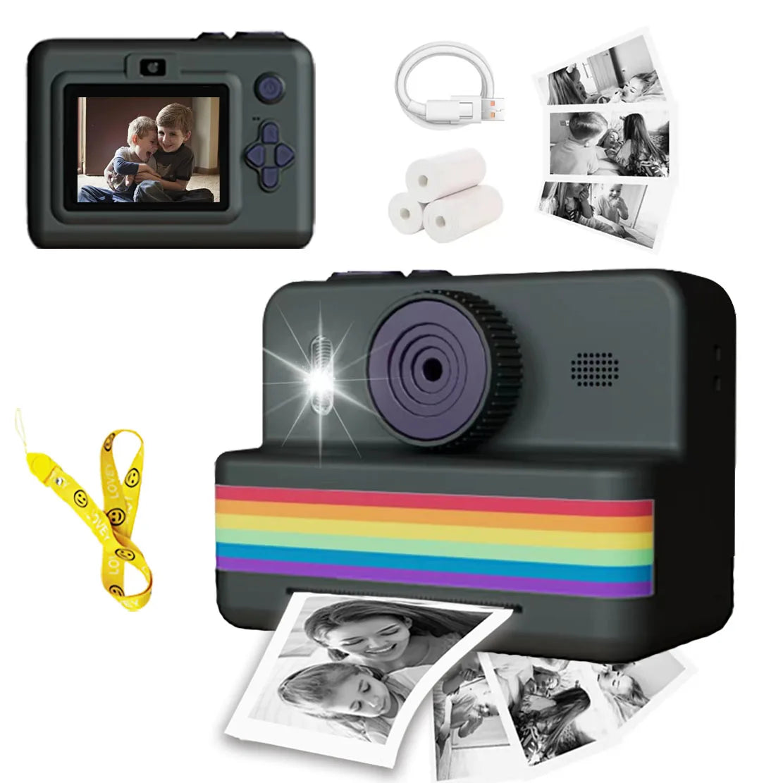 Imprimante Caméra Photo Instantanée Mini Portable Thermique - Vidéo HD 2.8'' Cadeau