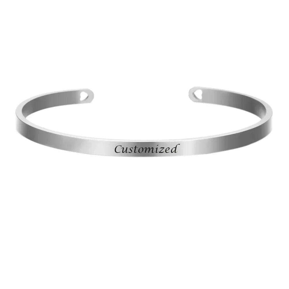 Bracelet Jonc Personnalisé Coordonnées Gravure Nom - Acier Inoxydable Cadeau