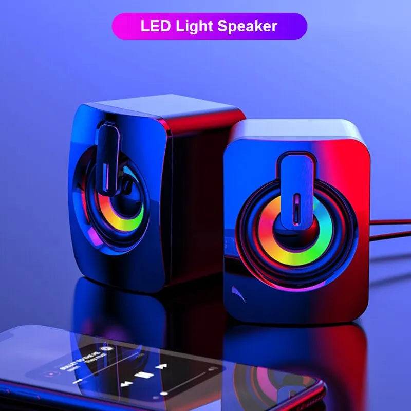 Haut-Parleur PC USB LED - Stéréo HIFI Microphone Filaire Bureau