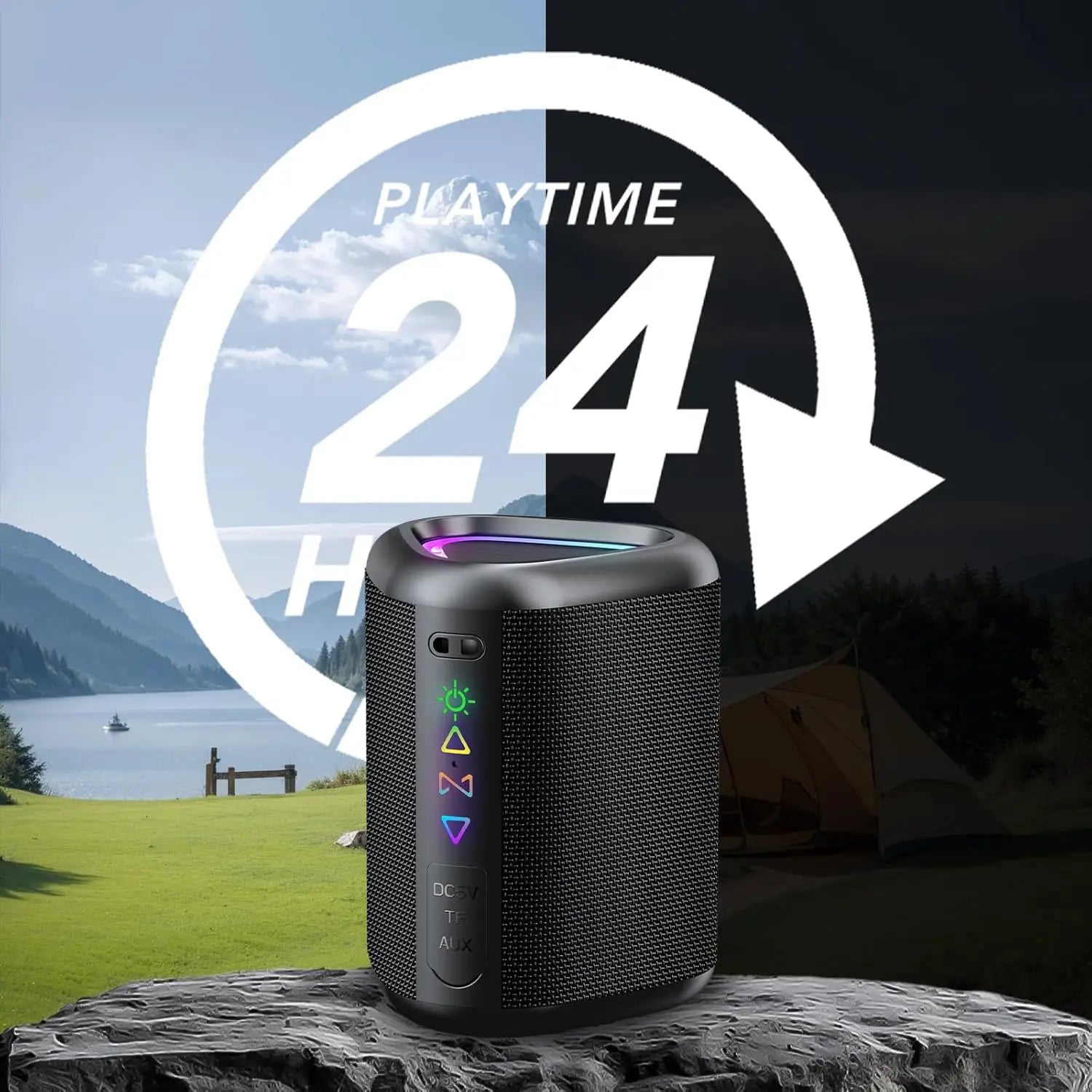 Haut-Parleur Bluetooth 2025 LED IPX7 - Portable 24H Basses Renforcées