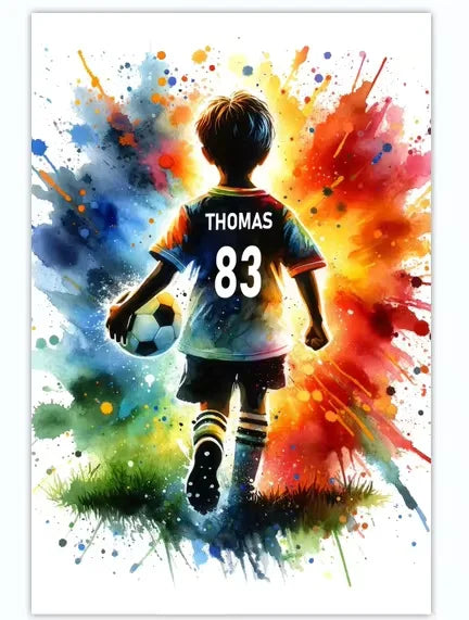 Poster Football Personnalisé Canvas - Nom Numéro Joueur Décoration Soccer