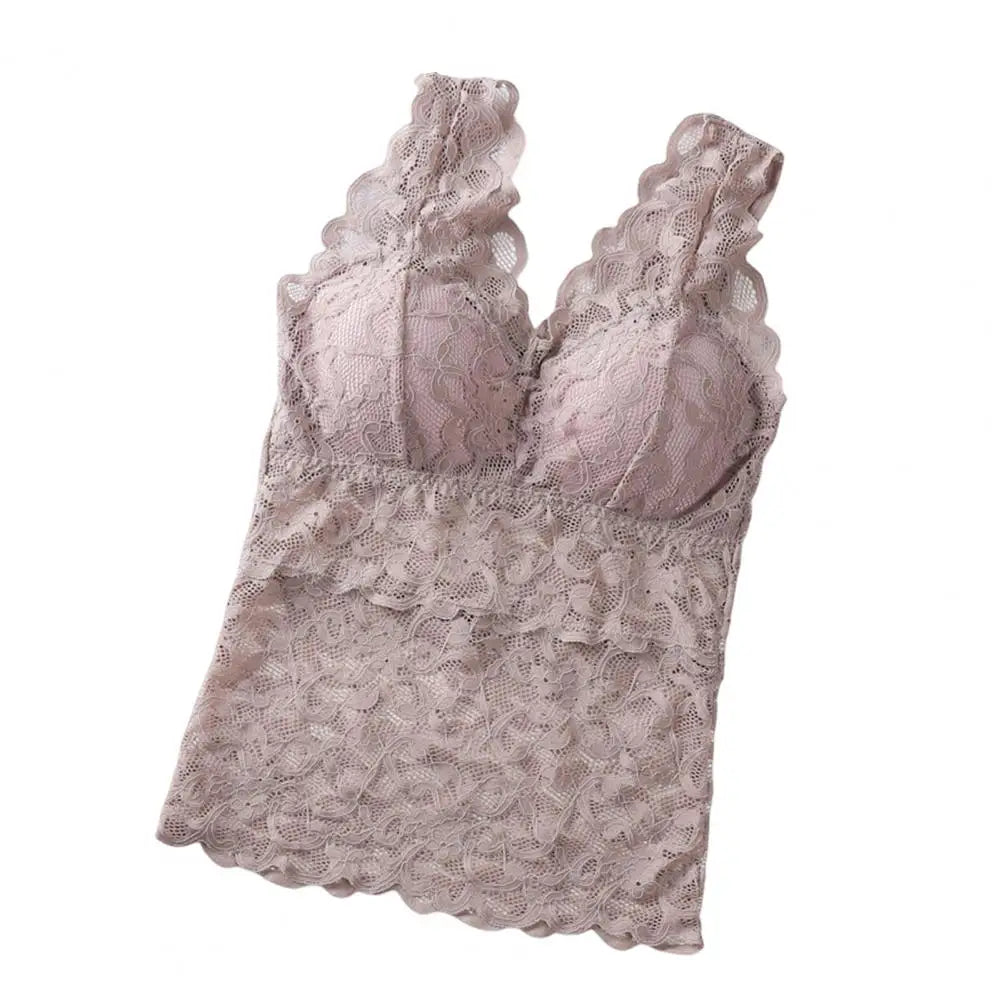 Débardeur Femme Dentelle Transparent Dos Nageur - Brassière Intégrée Lingerie