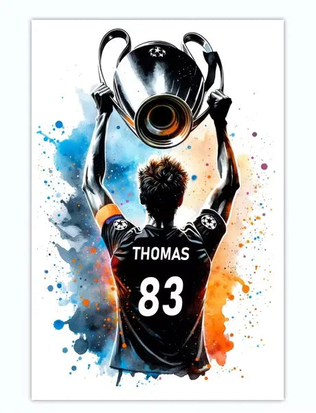 Poster Football Personnalisé Canvas - Nom Numéro Joueur Décoration Soccer