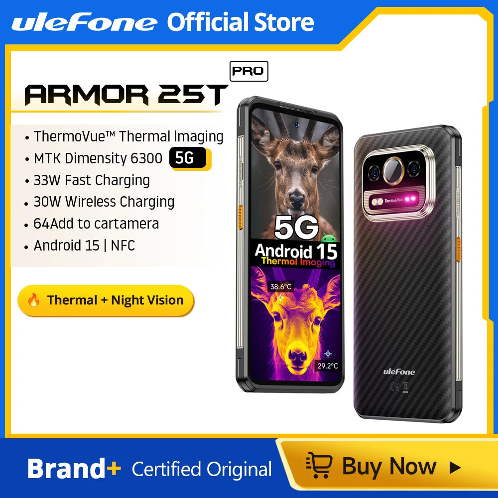Smartphone Ulefone Armor 25T Pro 5G - Rugged Android 15 Charge 30W Sans Fil