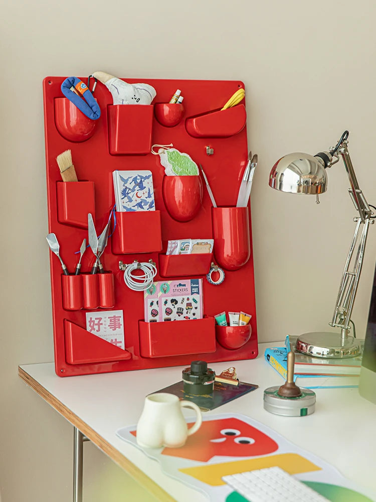 Wall-mounted Storage Rack with Hooks for Office, Kitchen and Workshop Children's Room Organizer with Adjustable Shelves