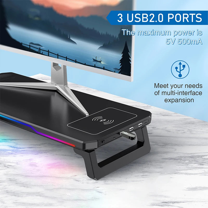 Support Moniteur ITLY D2 Pliable - Organisateur Bureau Multifonction