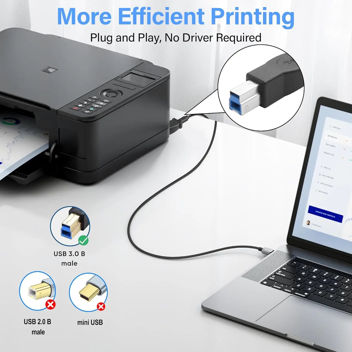 USB Type C 3.1 Female to USB 3.0 B Male Data Adapter Connector Converter 5Gbps for Printer Scanner External Hard Drivers Laptop