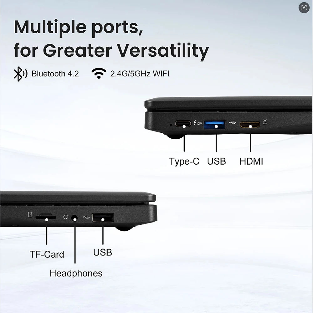 Ordinateur Portable 10.1'' Windows 11 Quad Core 8GB+128GB - Netbook HDMI Webcam