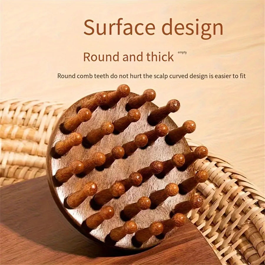 Masseur Cuir Chevelu Acajou Ergonomique - Outil Relaxation Corps Entier