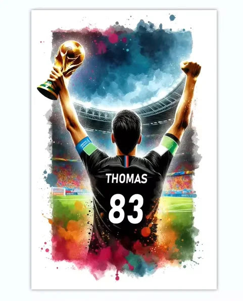 Poster Football Personnalisé Canvas - Nom Numéro Joueur Décoration Soccer