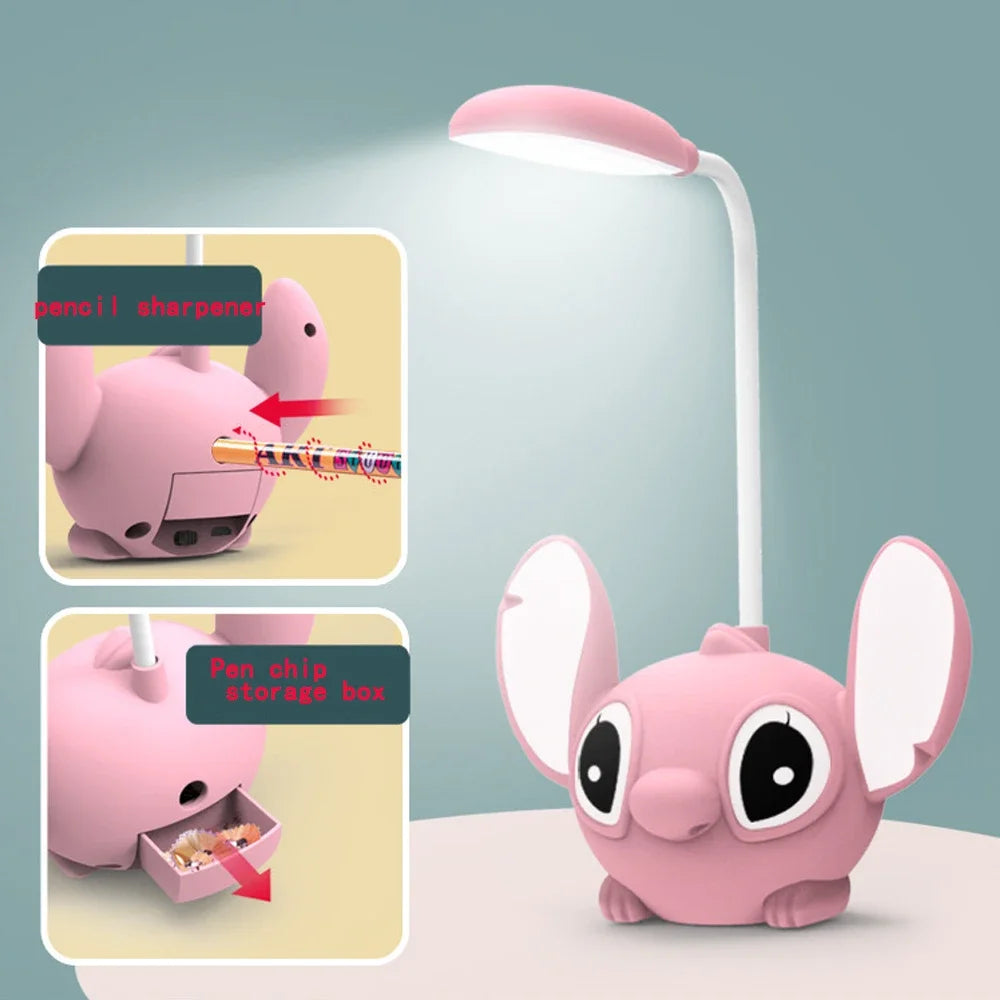 Lampe Bureau LED Lilo & Stitch Taille-Crayon - Pliable USB Rechargeable Cadeau