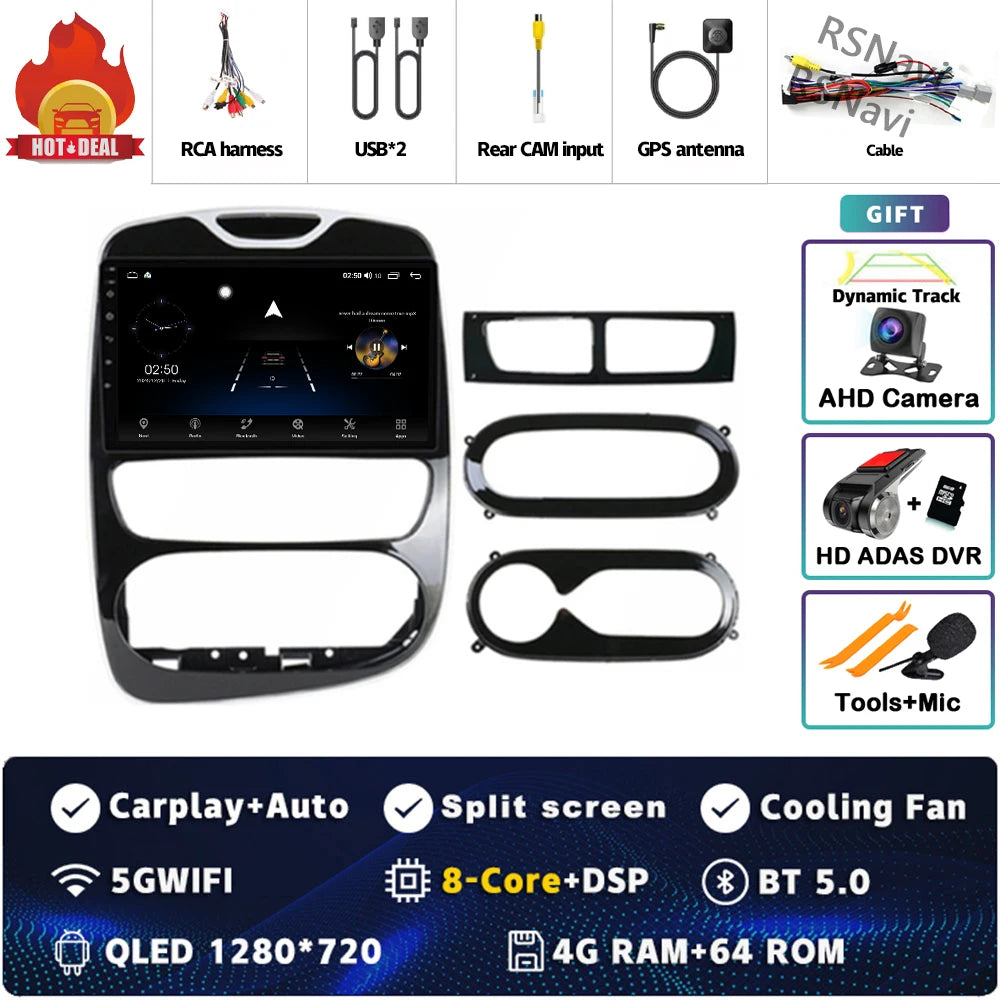 Radio Auto Android 15 Renault Clio 4 BH98 KH98 2016-2019 - 2K QLED CarPlay GPS
