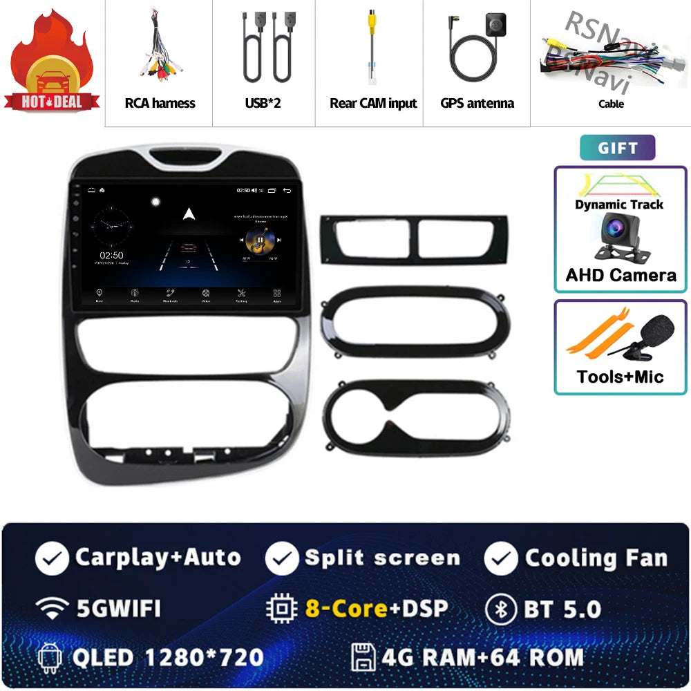 Radio Auto Android 15 Renault Clio 4 BH98 KH98 2016-2019 - 2K QLED CarPlay GPS