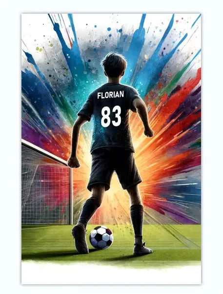 Poster Football Personnalisé Canvas - Nom Numéro Joueur Décoration Soccer