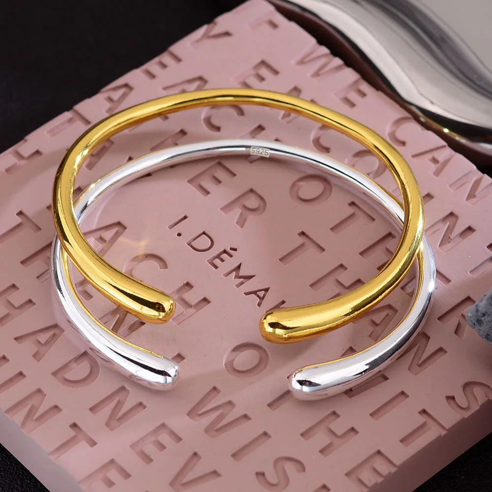 Bracelet Argent 925 Massif Vintage - Fait Main Simple Or Cadeau Anniversaire