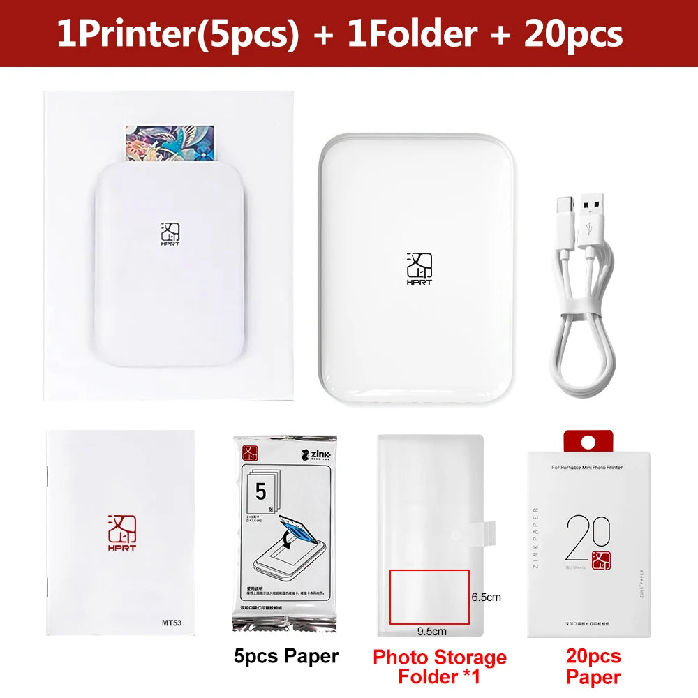 Imprimante Photo Portable HPRT 2x3'' Sans Fil Zink - Stickers Autocollants