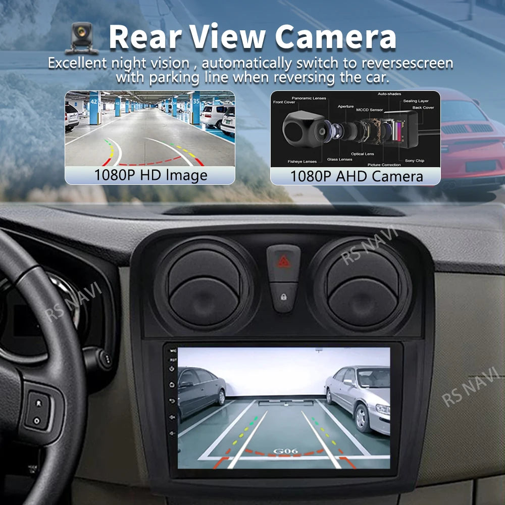 Radio Auto Android 15 Renault Sandero Logan 2 2014-2019 - 2K QLED CarPlay GPS