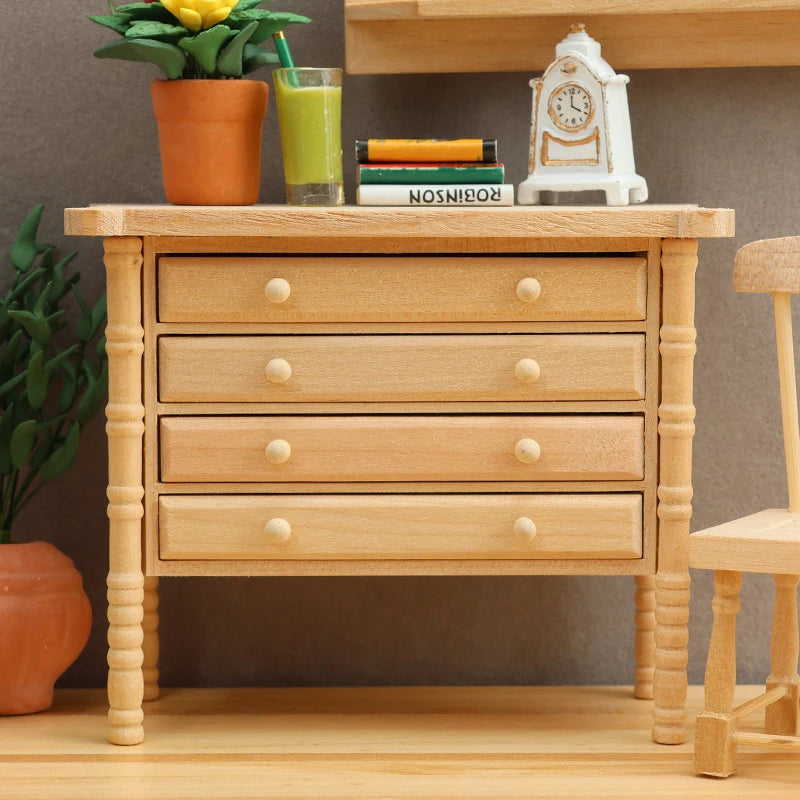 Maison Poupée Miniature 1:12 Meuble Rangement Tiroirs - Accessoire Décoration
